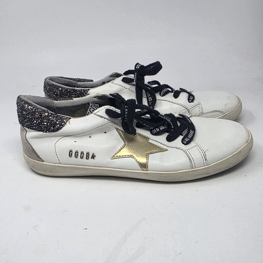 Golden Goose Superstar Low Top Classic White Leather Sparkle Gold Star 41-42